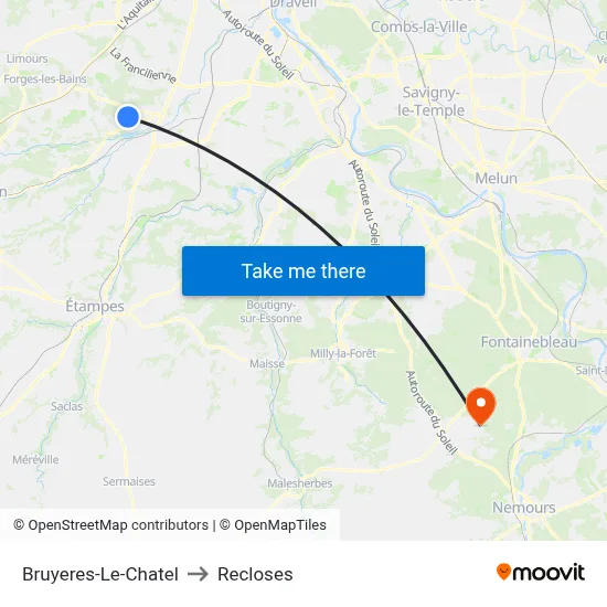 Bruyeres-Le-Chatel to Recloses map