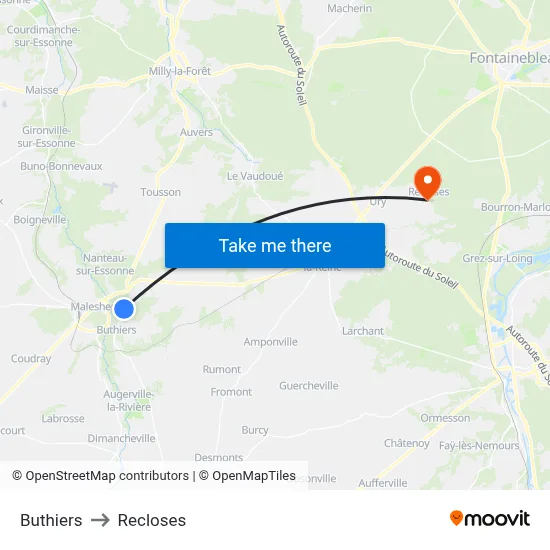 Buthiers to Recloses map