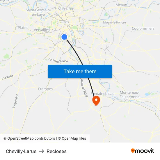 Chevilly-Larue to Recloses map