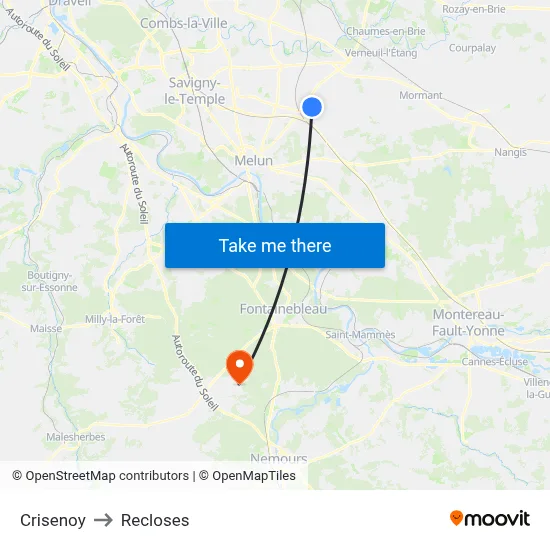 Crisenoy to Recloses map