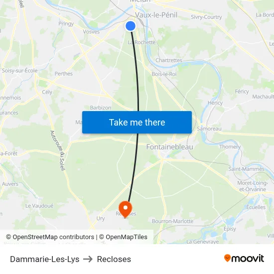 Dammarie-Les-Lys to Recloses map
