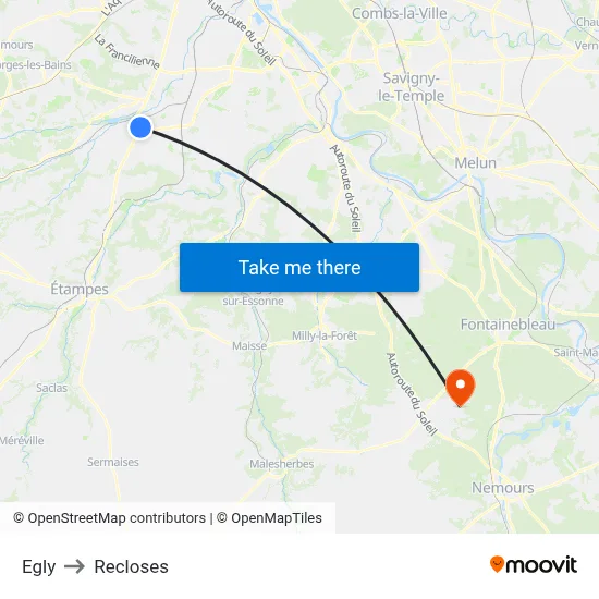 Egly to Recloses map
