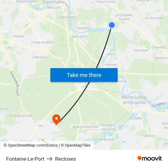 Fontaine-Le-Port to Recloses map