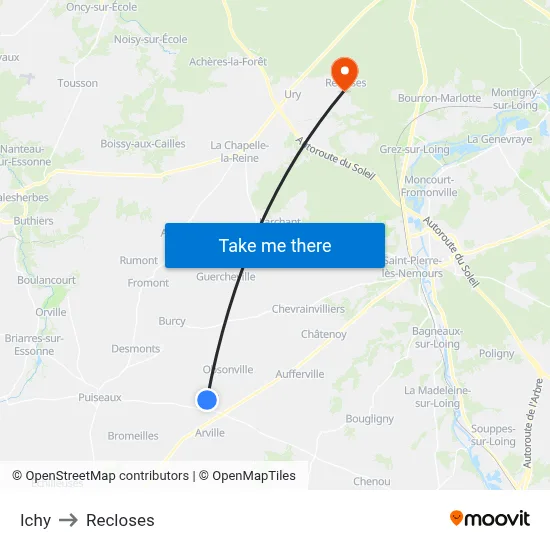 Ichy to Recloses map