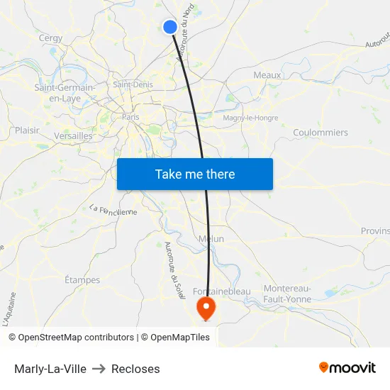 Marly-La-Ville to Recloses map