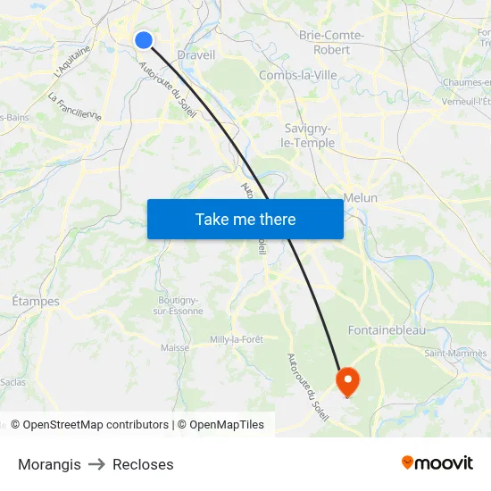 Morangis to Recloses map