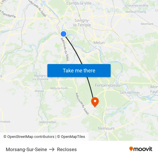 Morsang-Sur-Seine to Recloses map