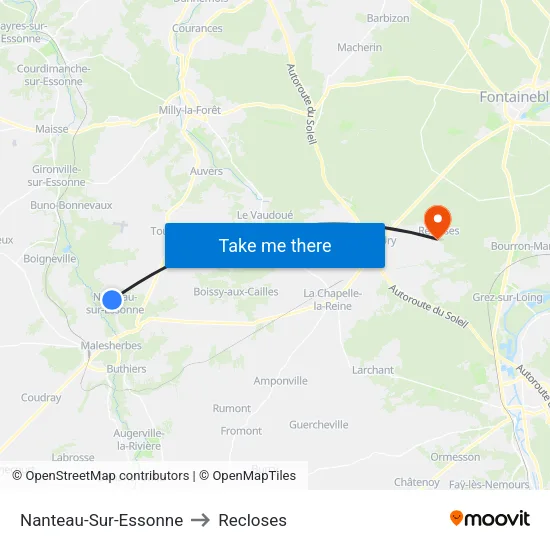 Nanteau-Sur-Essonne to Recloses map