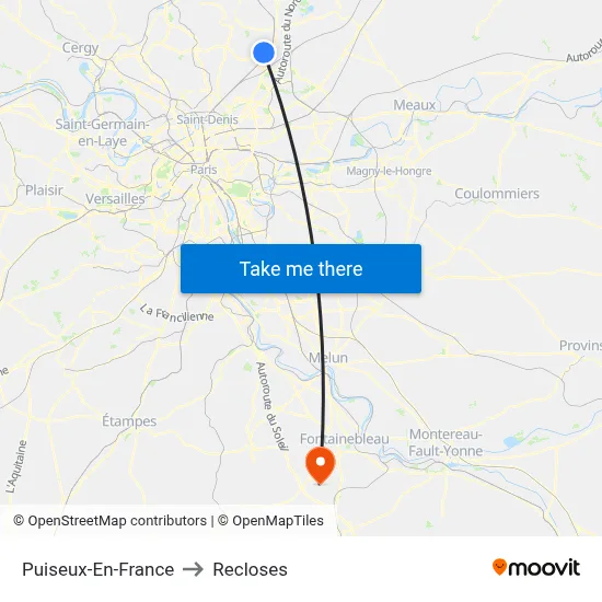 Puiseux-En-France to Recloses map