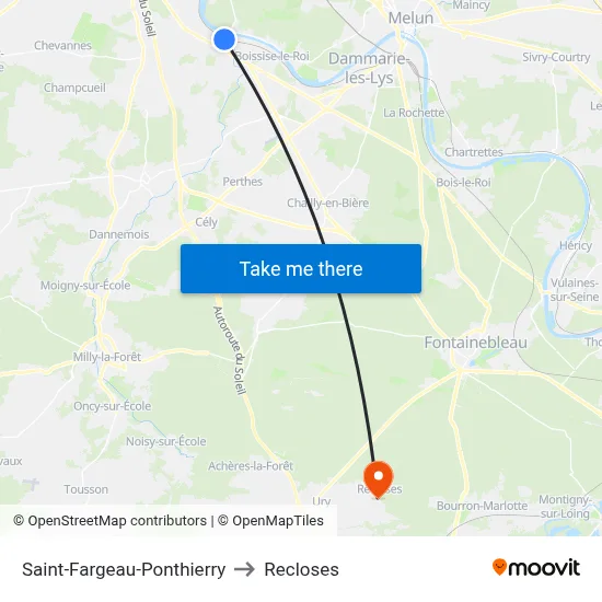 Saint-Fargeau-Ponthierry to Recloses map