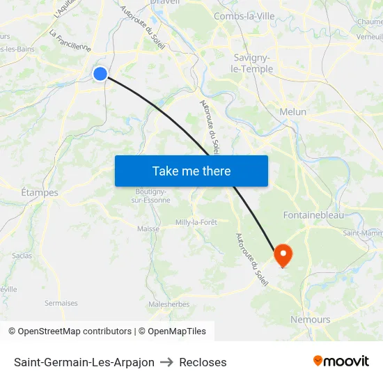 Saint-Germain-Les-Arpajon to Recloses map
