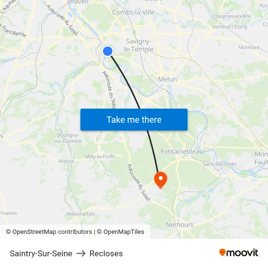 Saintry-Sur-Seine to Recloses map