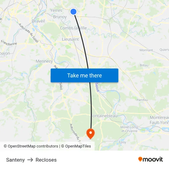 Santeny to Recloses map