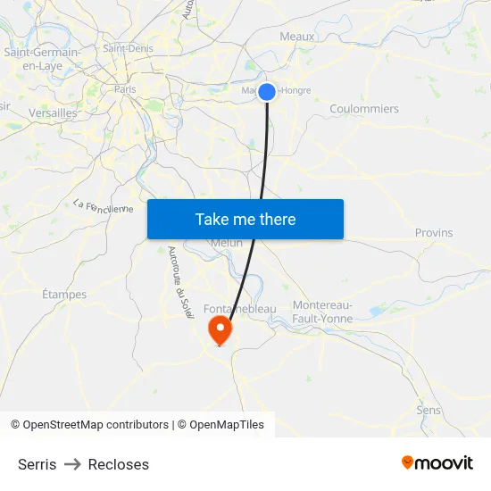 Serris to Recloses map