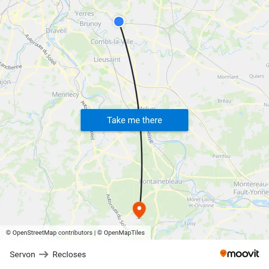 Servon to Recloses map