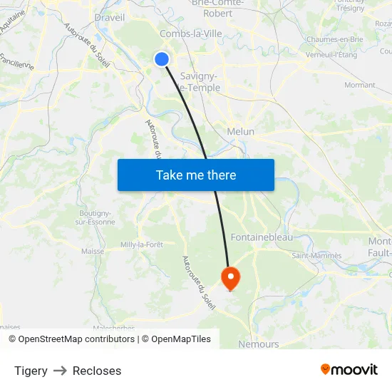 Tigery to Recloses map