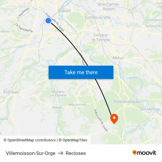 Villemoisson-Sur-Orge to Recloses map