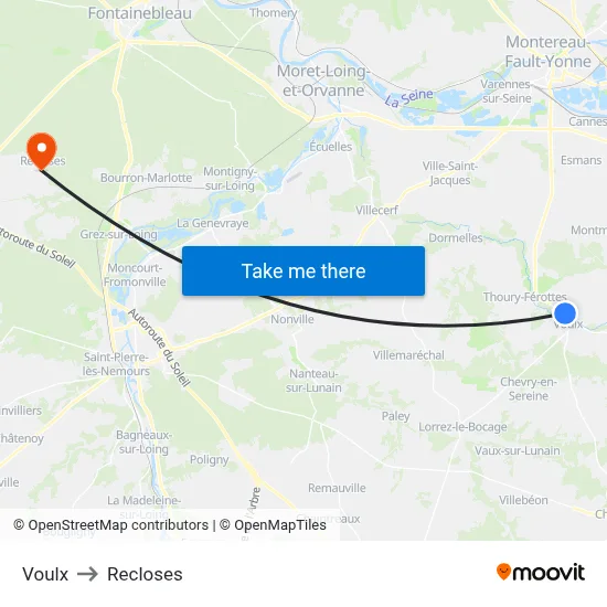 Voulx to Recloses map