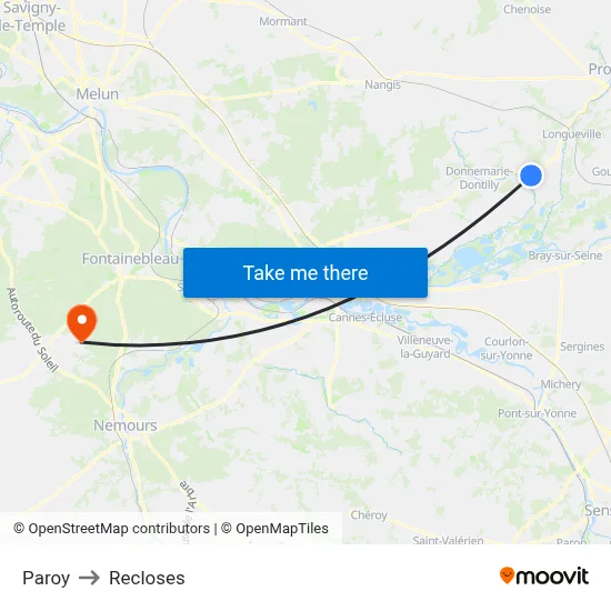 Paroy to Recloses map