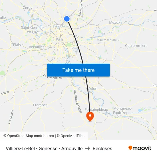 Villiers-Le-Bel - Gonesse - Arnouville to Recloses map