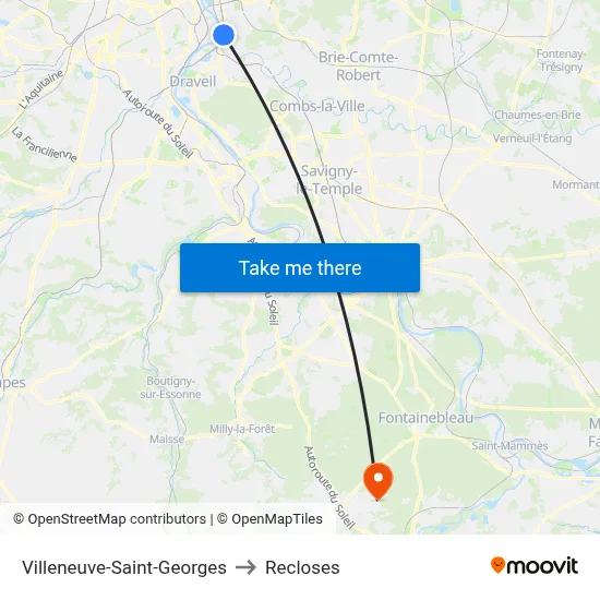 Villeneuve-Saint-Georges to Recloses map