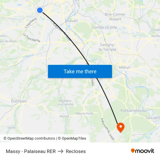Massy - Palaiseau RER to Recloses map