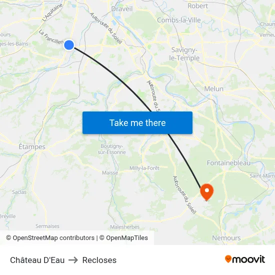 Château D'Eau to Recloses map