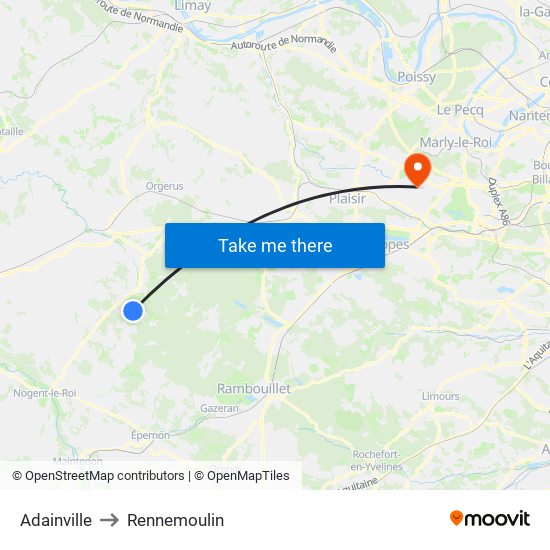 Adainville to Rennemoulin map
