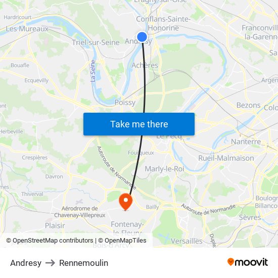 Andresy to Rennemoulin map
