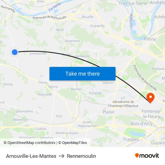 Arnouville-Les-Mantes to Rennemoulin map
