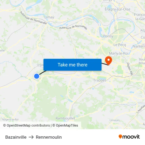 Bazainville to Rennemoulin map
