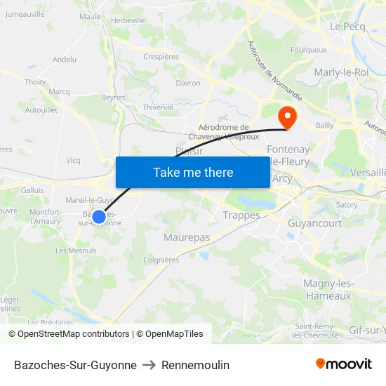Bazoches-Sur-Guyonne to Rennemoulin map