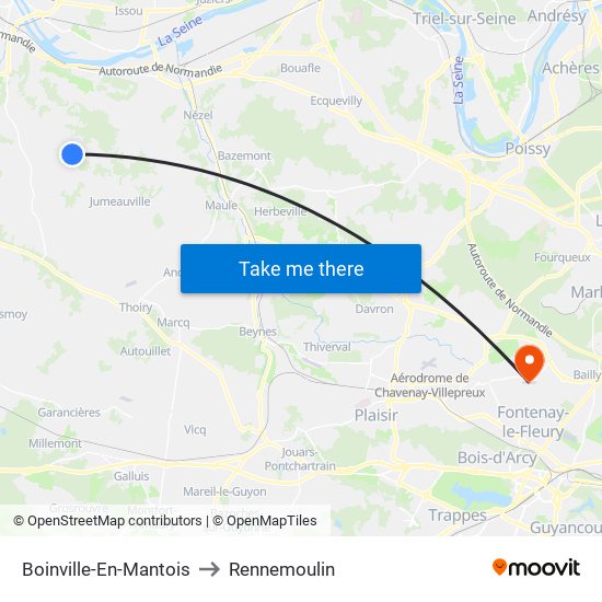 Boinville-En-Mantois to Rennemoulin map