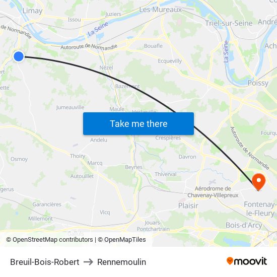Breuil-Bois-Robert to Rennemoulin map
