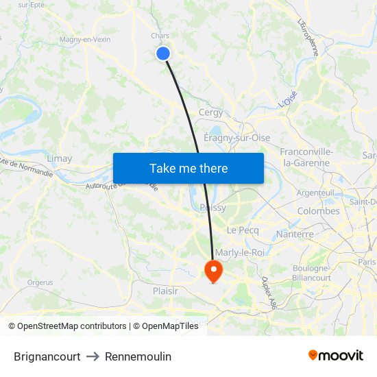 Brignancourt to Rennemoulin map