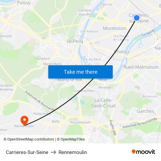 Carrieres-Sur-Seine to Rennemoulin map