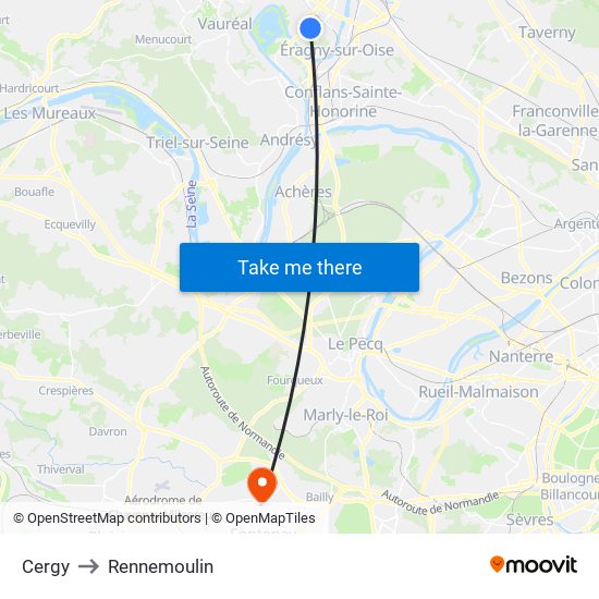 Cergy to Rennemoulin map