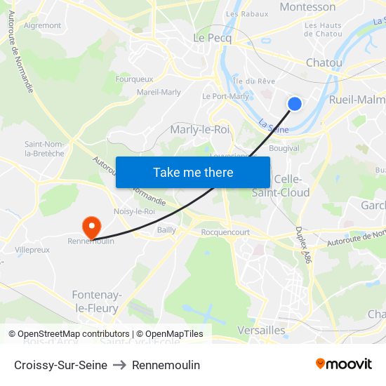 Croissy-Sur-Seine to Rennemoulin map