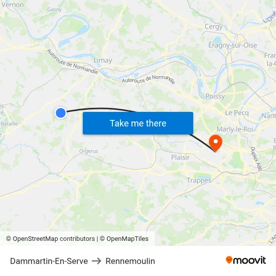 Dammartin-En-Serve to Rennemoulin map