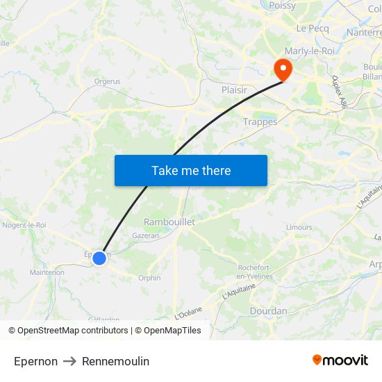 Epernon to Rennemoulin map