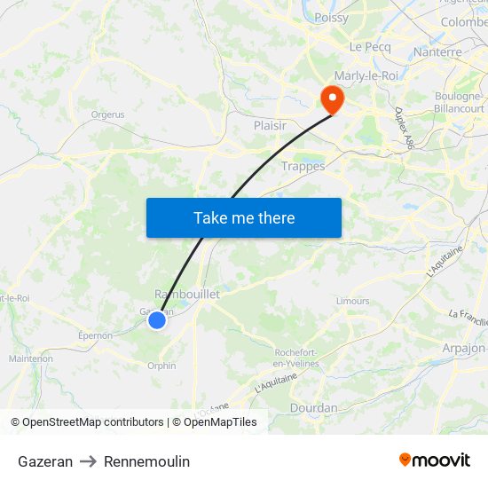 Gazeran to Rennemoulin map