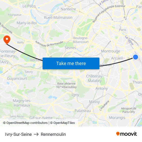 Ivry-Sur-Seine to Rennemoulin map