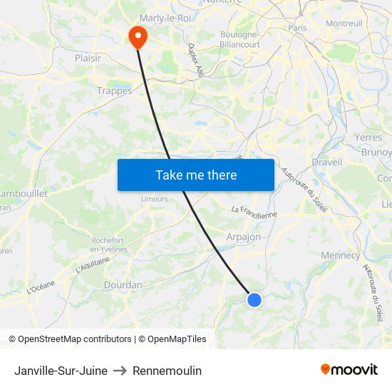 Janville-Sur-Juine to Rennemoulin map