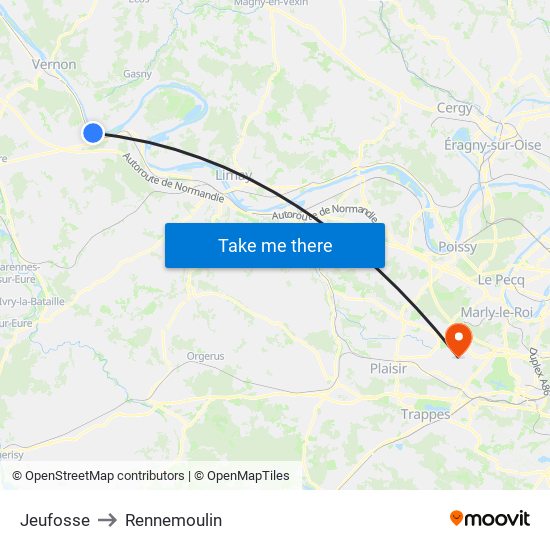 Jeufosse to Rennemoulin map