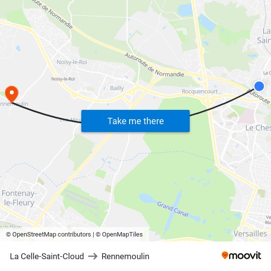 La Celle-Saint-Cloud to Rennemoulin map
