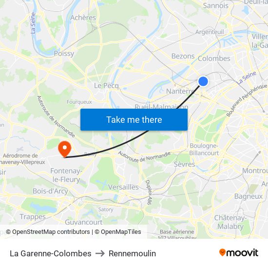 La Garenne-Colombes to Rennemoulin map