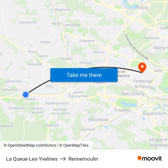 La Queue-Les-Yvelines to Rennemoulin map