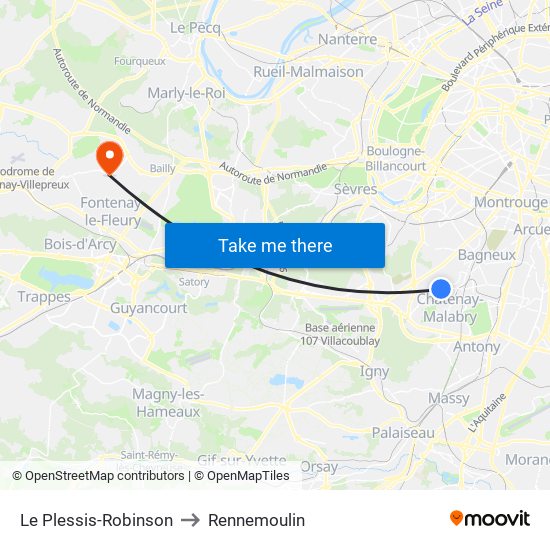 Le Plessis-Robinson to Rennemoulin map