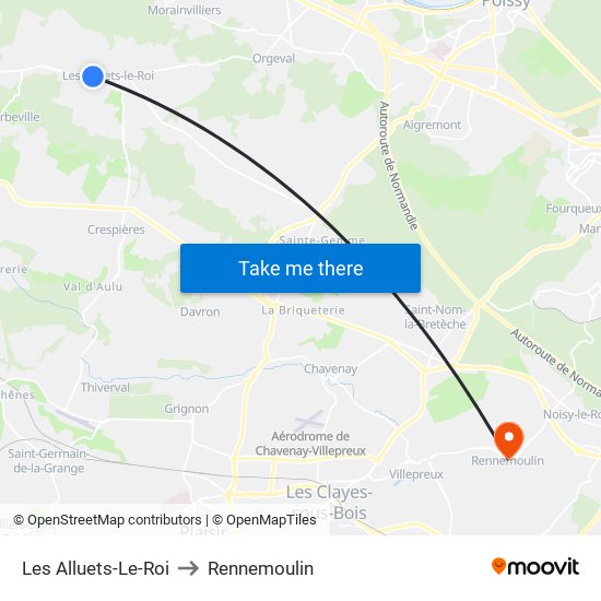 Les Alluets-Le-Roi to Rennemoulin map