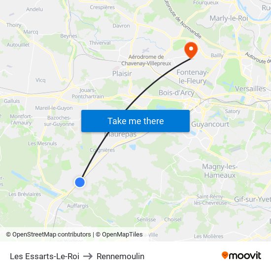 Les Essarts-Le-Roi to Rennemoulin map